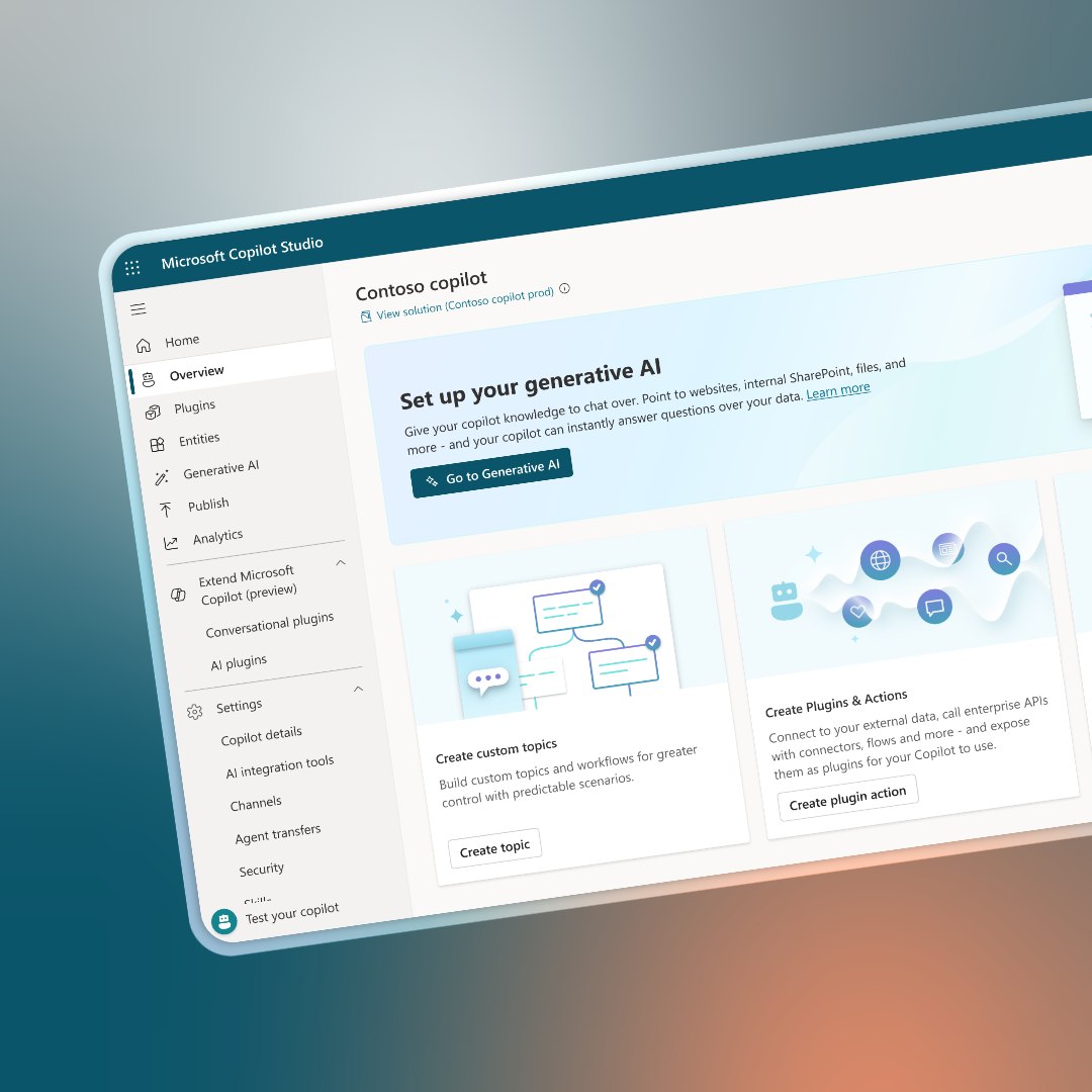 Copilot Studio: crie agentes de IA low-code com rapidez e segurança